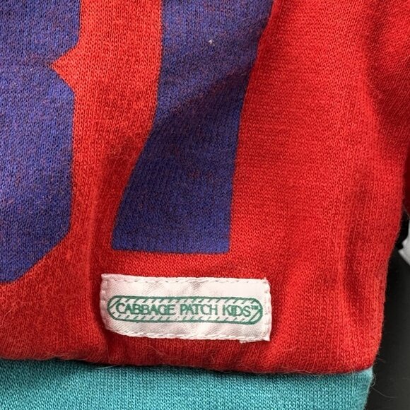 Vtg Cabbage Patch Kids Red Turquoise Green 31 Track Suit 1983 Coleco Shirt Doll - Picture 2 of 8